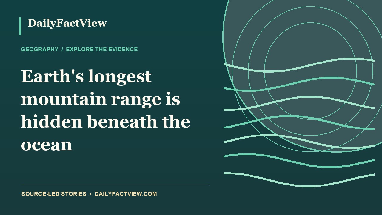 Original DailyFactView editorial illustration for Earth's longest mountain range is hidden beneath the ocean